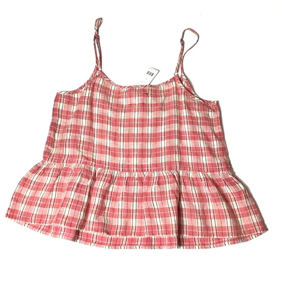 Red Plaid Spaghetti Strap Current Elliott - Picture 7 of 8